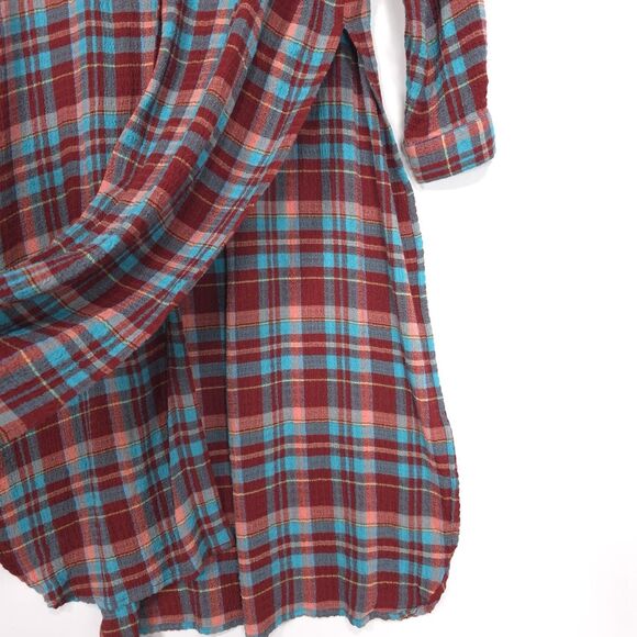 Anthropologie PILCRO Shirt SMALL Plaid Tunic Long Duster Button Down Maxi - Picture 10 of 13